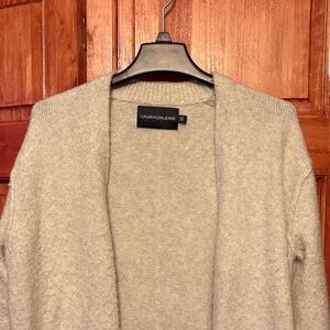 Calvin Klein Jeans Women's Soft Light Gray Open Cardigan